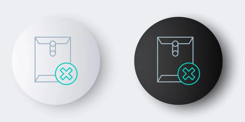 Line Delete envelope icon isolated on grey background. Delete or error letter Stock Illustration