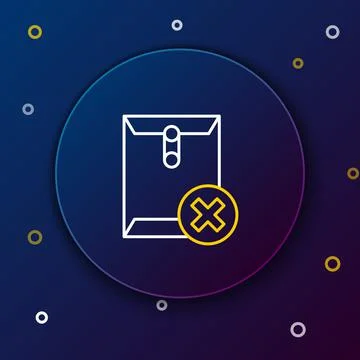 Line Delete envelope icon isolated on blue background. Delete or error letter Stock Illustration