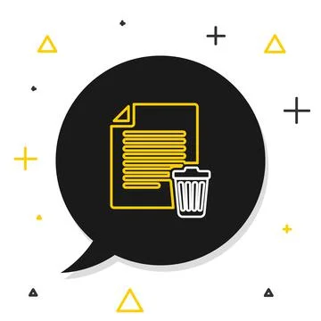 Line Delete file document icon isolated on white background. Paper sheet with Stock Illustration