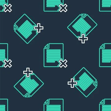 Line Delete file document icon isolated seamless pattern on black background Illustrazione stock