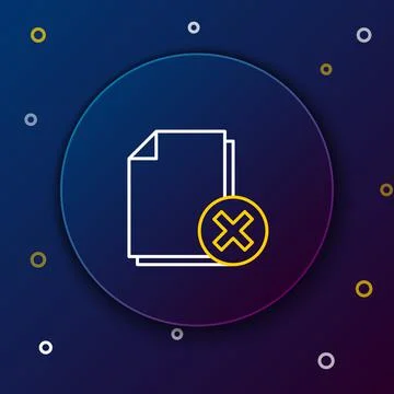 Line Delete file document icon isolated on blue background. Rejected document イラスト素材