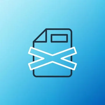 Line Delete file document icon isolated on blue background. Rejected document イラスト素材