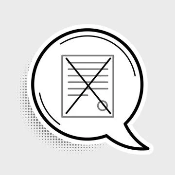 Line Delete file document icon isolated on grey background. Rejected document 库存插图