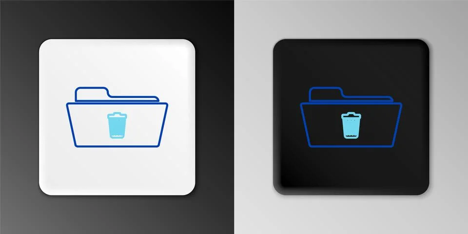 Line Delete folder icon isolated on grey background. Folder with recycle bin Illustrazione stock