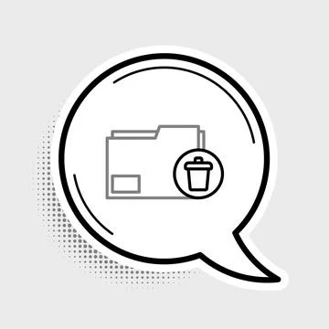Line Delete folder icon isolated on grey background. Delete or error folder.  Illustrazione stock