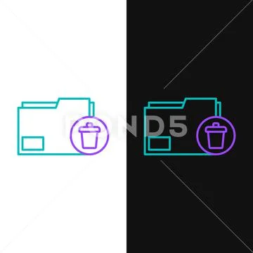Line Delete folder icon isolated on white and black background. Delete ...