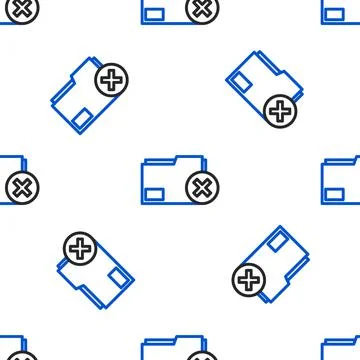 Line Delete folder icon isolated seamless pattern on white background. Delete or Stock Illustration