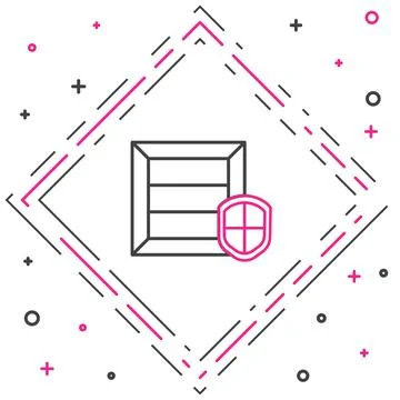 Line Delivery pack security with shield icon isolated on white background 스톡 일러스트