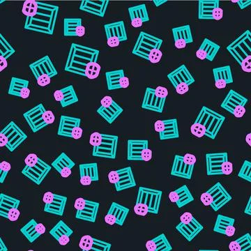 Line Delivery pack security with shield icon isolated seamless pattern on black Stock Illustration