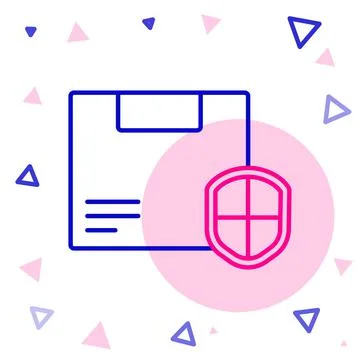 Line Delivery security with shield icon isolated on white background. Delivery 스톡 일러스트