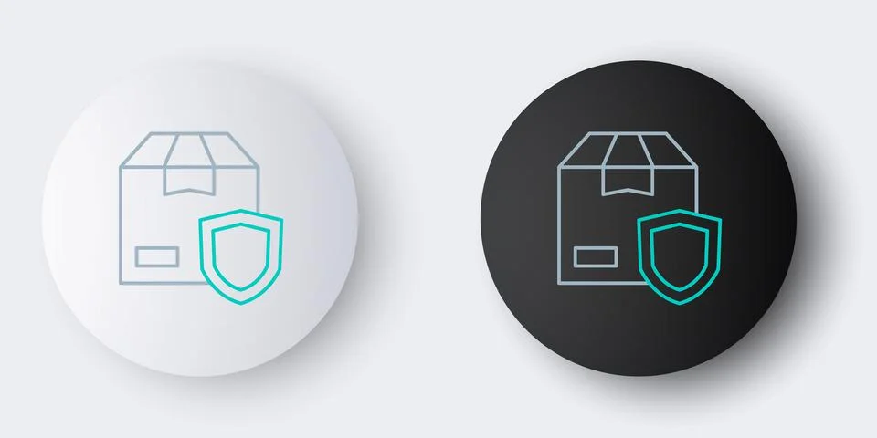 Line Delivery security with shield icon isolated on grey background. Delivery Stock Illustration