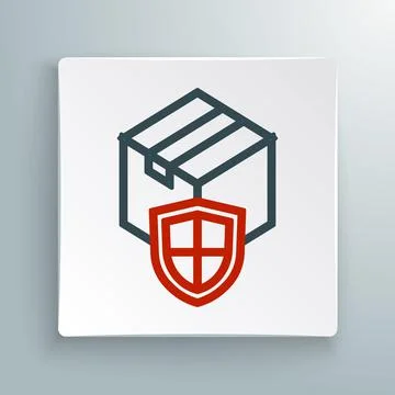 Line Delivery security with shield icon isolated on white background. Delivery Illustrazione stock
