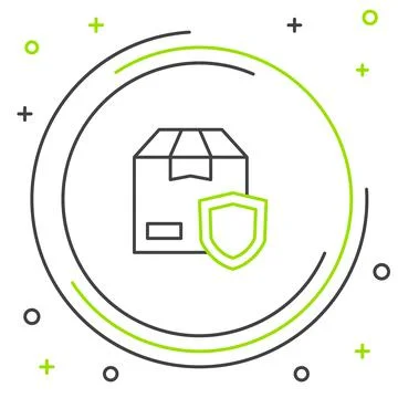 Line Delivery security with shield icon isolated on white background. Delivery Stock Illustration