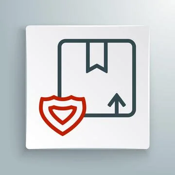 Line Delivery security with shield icon isolated on white background. Deliver 스톡 일러스트