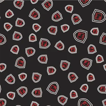 Line Delivery security with shield icon isolated seamless pattern on black Stock Illustration