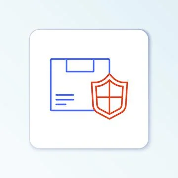 Line Delivery security with shield icon isolated on white background. Delivery Stock Illustration