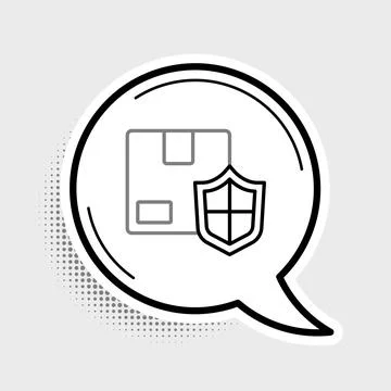 Line Delivery security with shield icon isolated on grey background. Delivery Stockillustratie