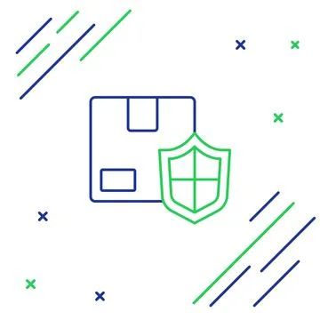 Line Delivery security with shield icon isolated on white background. Delivery 스톡 일러스트