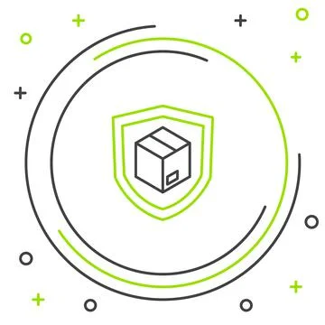 Line Delivery security with shield icon isolated on white background. Deliver Stock Illustration