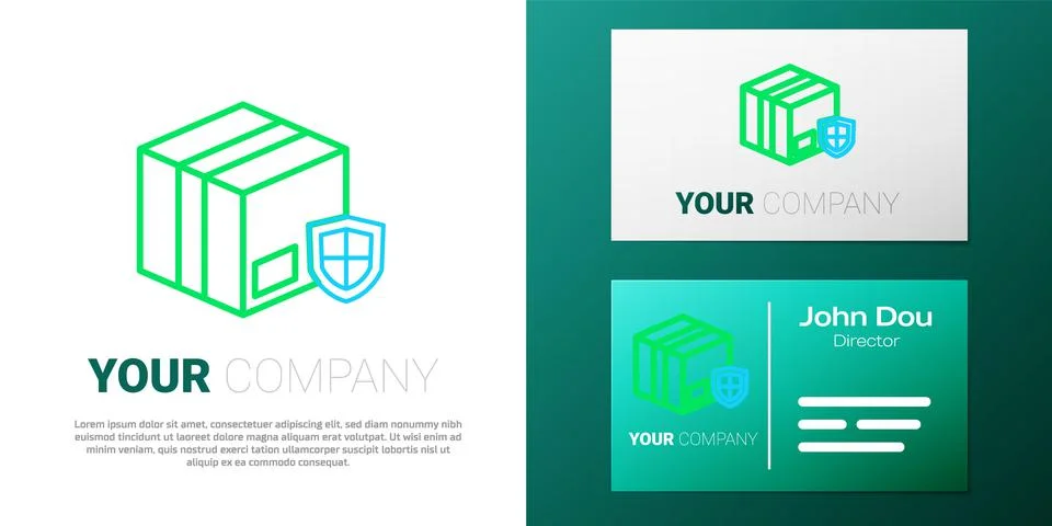 Line Delivery security with shield icon isolated on white background. Delivery Illustrazione stock