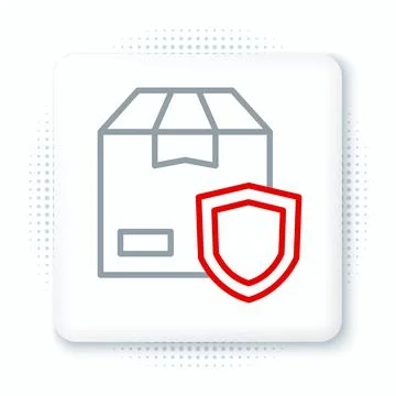 Line Delivery security with shield icon isolated on white background. Delivery Stock Illustration