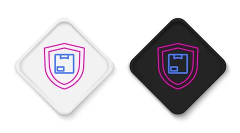 Line Delivery security with shield icon isolated on white background. Deliver Stock Illustration