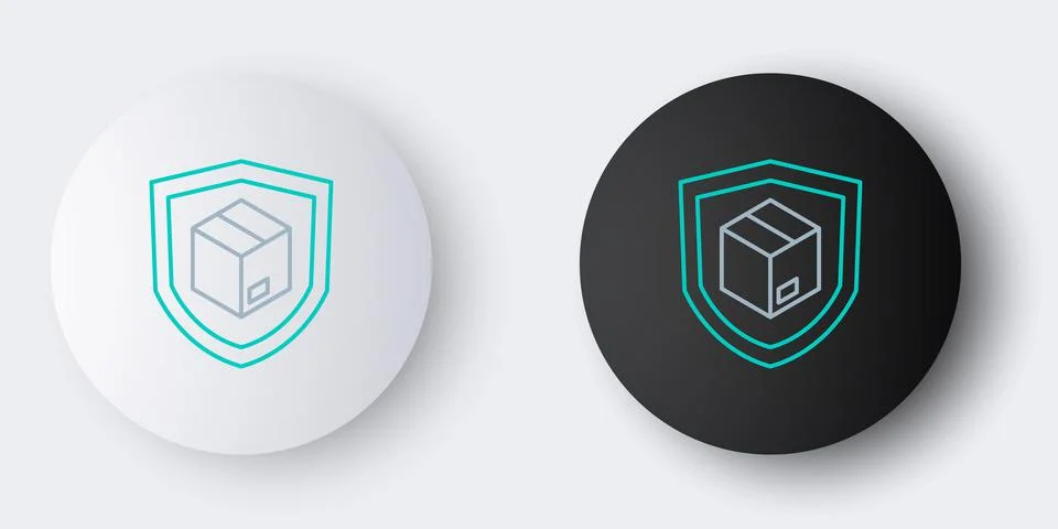Line Delivery security with shield icon isolated on grey background. Delivery Stock Illustration