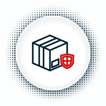 Line Delivery security with shield icon isolated on white background. Deliv.. 스톡 일러스트