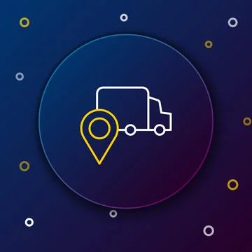Line Delivery tracking icon isolated on blue background. Parcel tracking Illustrazione stock
