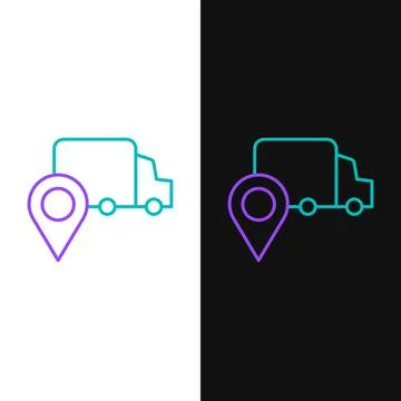 Line Delivery tracking icon isolated on white and black background. Parcel Stock Illustration