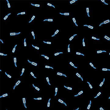 Line Dental explorer scaler for teeth icon isolated seamless pattern on black Illustrazione stock