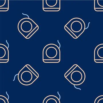 Line Dental floss icon isolated seamless pattern on blue background. Vector Stockillustratie