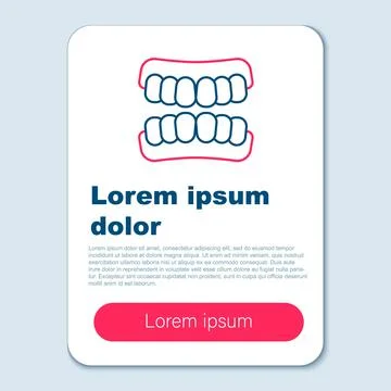 Line Dentures model icon isolated on grey background. Teeth of the upper jaw Illustrazione stock