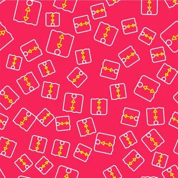 Line Depth measurement icon isolated seamless pattern on red background. Water Illustrazione stock