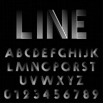 Line design font template Stock Illustration