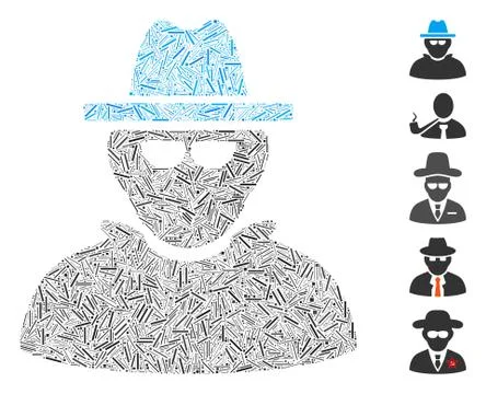 Line Detective Icon Vector Mosaic Stock Illustration