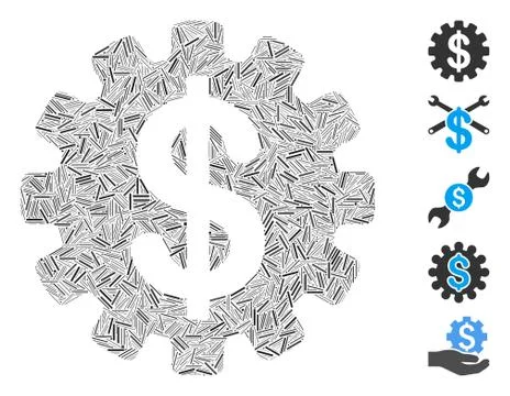 Line Development Cost Icon Vector Collage イラスト素材