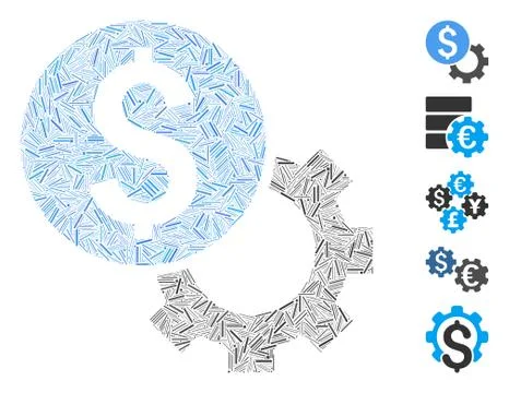Line Development Cost Icon Vector Collage Stock Illustration