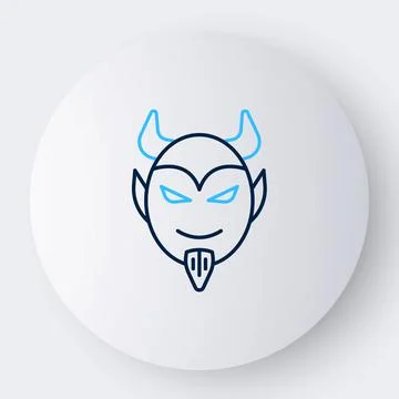 Line Devil head icon isolated on white background. Happy Halloween party Stockillustratie