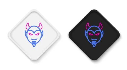 Line Devil head icon isolated on white background. Happy Halloween party 스톡 일러스트