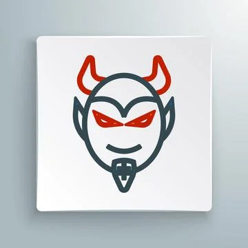 Line Devil head icon isolated on white background. Happy Halloween party Stockillustratie