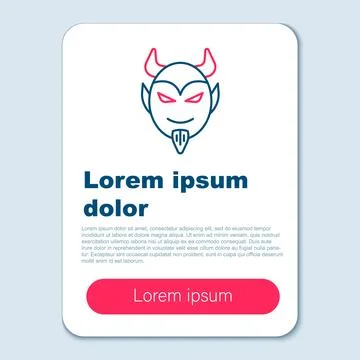 Line Devil head icon isolated on grey background. Happy Halloween party Stock Illustration