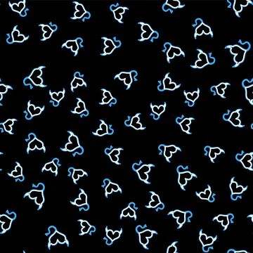 Line Devil heart with horns and a tail icon isolated seamless pattern on black Stock Illustration