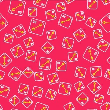 Line Diagonal measuring icon isolated seamless pattern on red background. Vector Stock Illustration