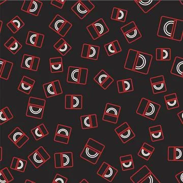 Line Diamond engagement ring in a box icon isolated seamless pattern on black Illustrazione stock