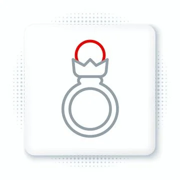 Line Diamond engagement ring icon isolated on white background. Colorful ou.. Stock Illustration