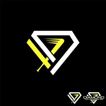 Line diamond with fast stick baseball. Related to sport elite monogram Stock Illustration