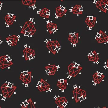 Line Diamond icon isolated seamless pattern on black background. Jewelry sy.. Stock Illustration