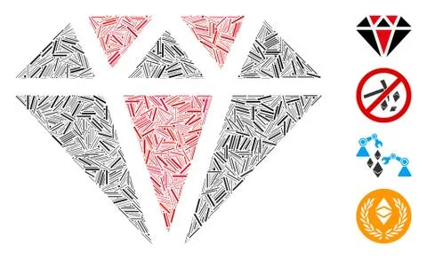 Line Diamond Icon Vector Collage Stock Illustration