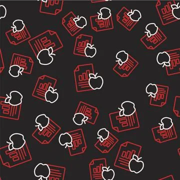 Line Diet plan icon isolated on isolated seamless pattern on black backgrou.. Stock Illustration